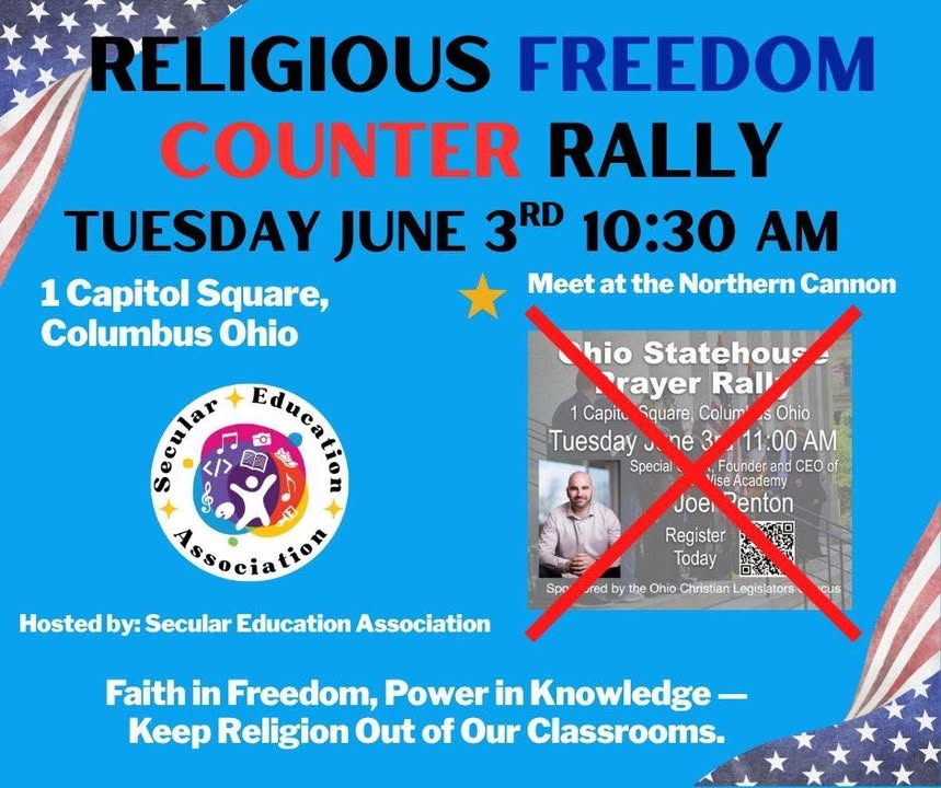 Join us for a Religious Freedom Counter Rally at the State House in Columbus! 🇺🇸