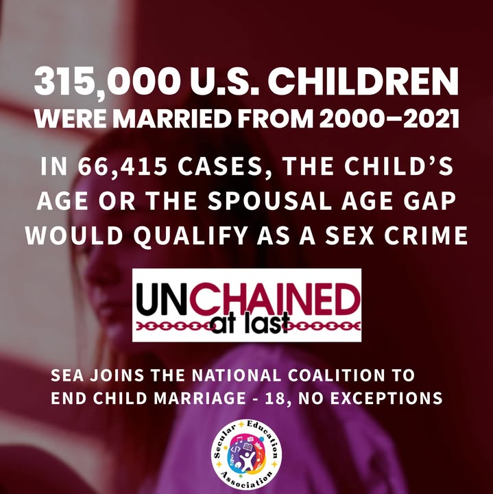 🚨315,000 U.S. children were married between 2000 and 2021.