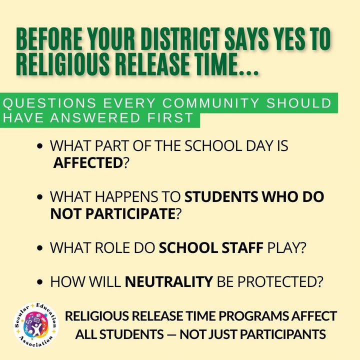 Before districts say yes to religious release time, communities deserve more tha…