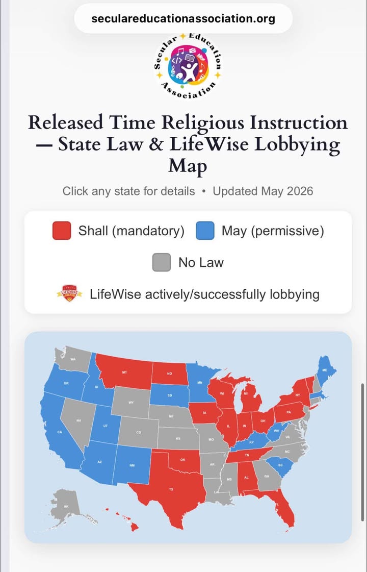 🚨 Did you know SEA has a nationwide Released Time Religious Instruction (RTRI) L…