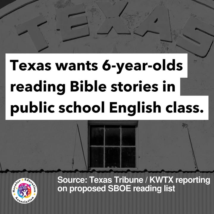 Texas wants 6-year-olds reading Bible stories in public school English class.