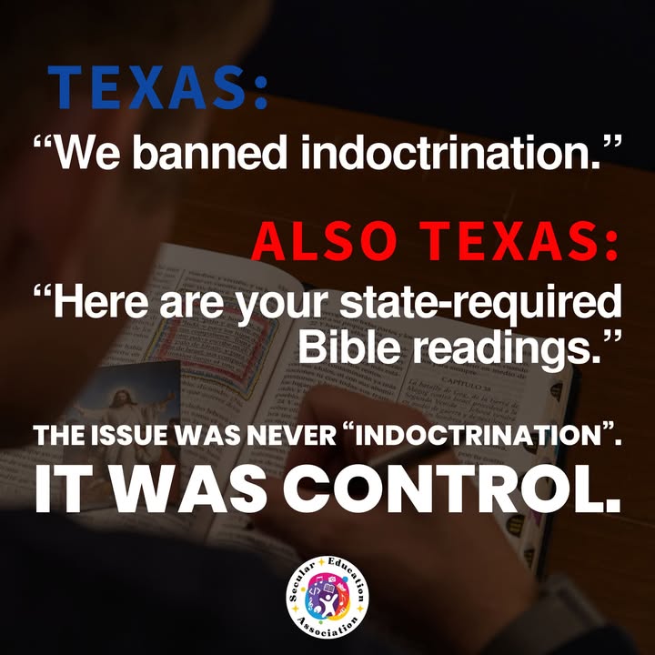 Texas just approved state-required Bible readings for public school students. Mo…